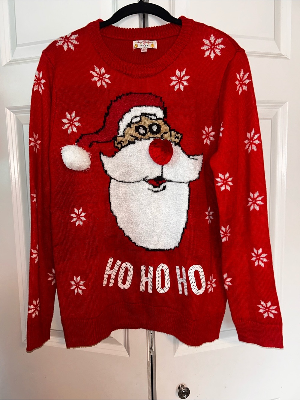Poof! Red Santa 'Ho Ho Ho' Crewneck Sweater